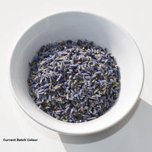 Load image into Gallery viewer, White bowl filled with dried lavender flowers on a white background