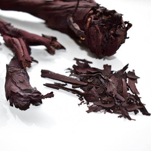 alkanet root for dying soap in whole and flakes available at Toi Toi Botanicals