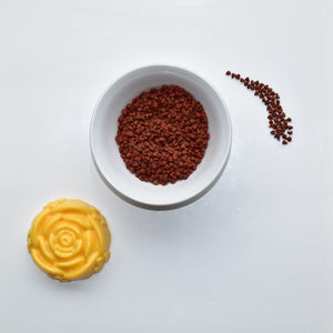 A natural yellow soap dye - annatto seeds available from Toi Toi Botancials